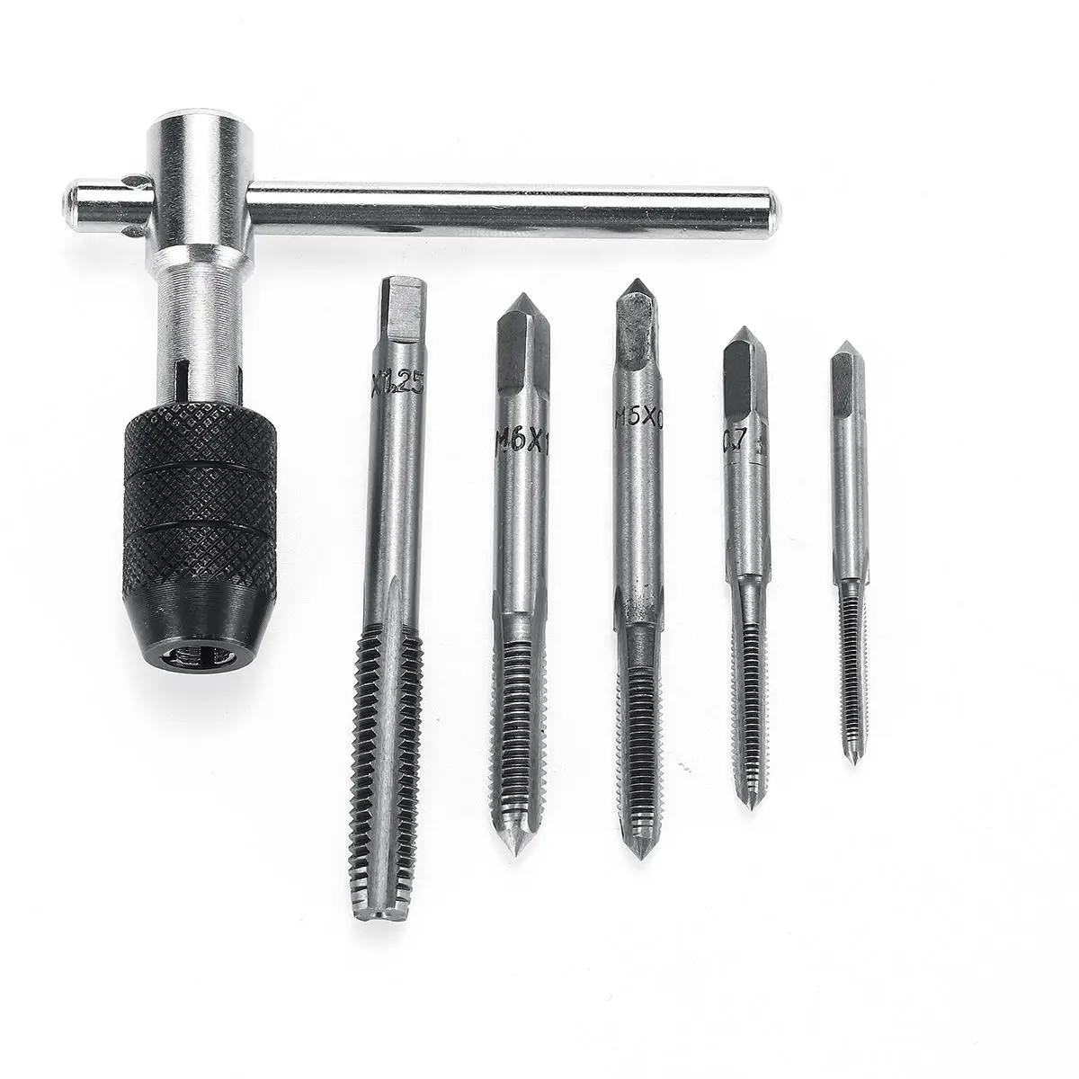 High-Speed Steel Hand Tap Holder Set, Metric Combination Tool, M3-8, 6Pcs