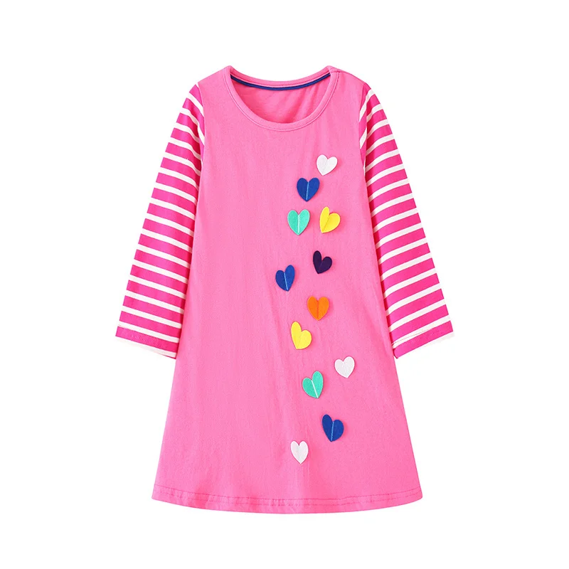 Jumping Meters 4-8T New Arrival Long Sleeve Princess Girls Dresses Dogs Embroidery Autumn Spring Birthday Gift Frocks Baby Dress