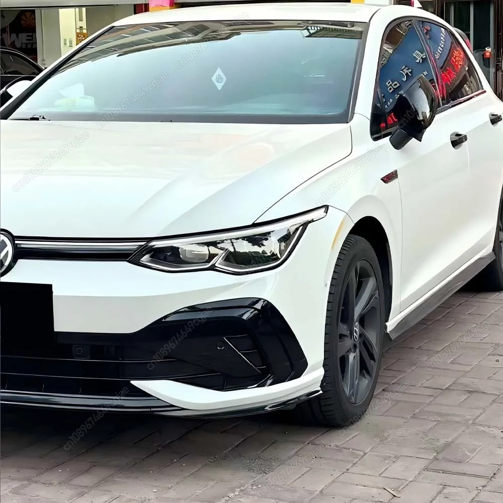 

For VW Golf 8 MK8 GTI / R-Line 2020-2024 ABS White Car Front Bumper Side Splitter Spoiler Trim Canard Fog Light Body Kits Tuning