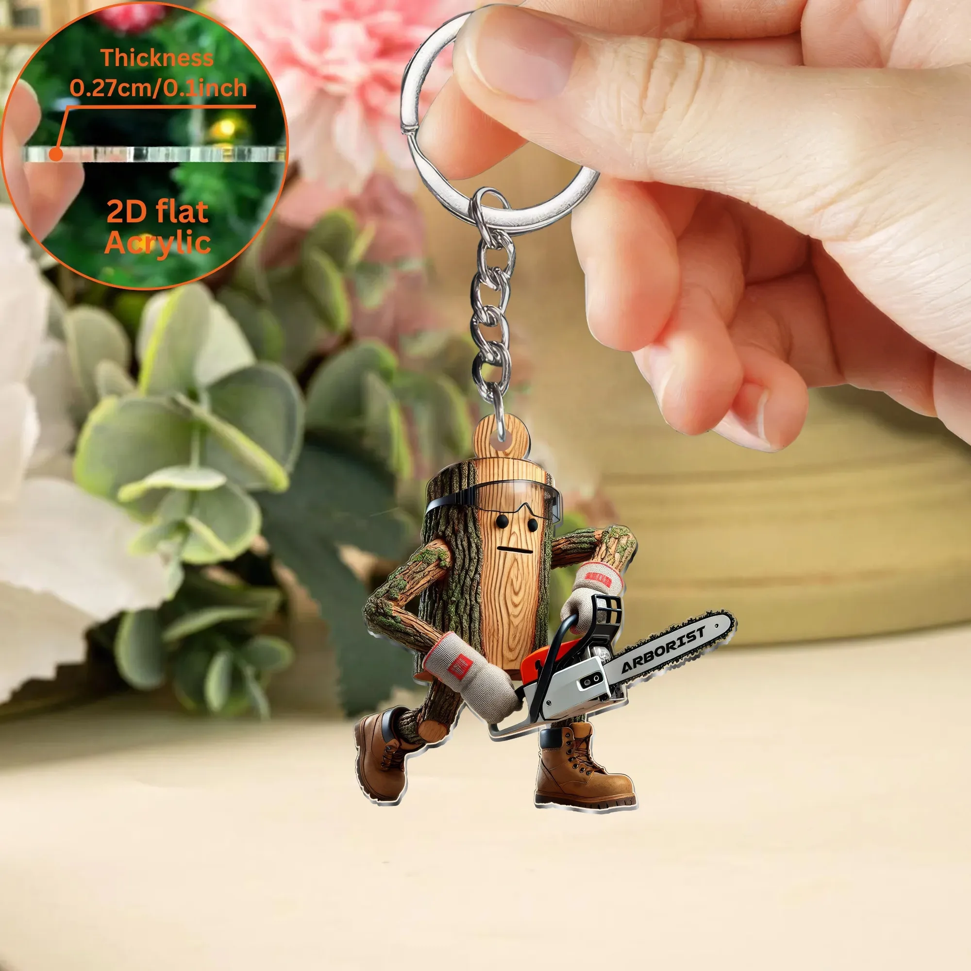 2D Sawyer سلسلة مفاتيح مصنوعة من الأكريليك بالمنشار سيارة قلادة معلقة حلية إكسسوارات جذابة أكياس الهالوين مهرجان الحاضر الأداة