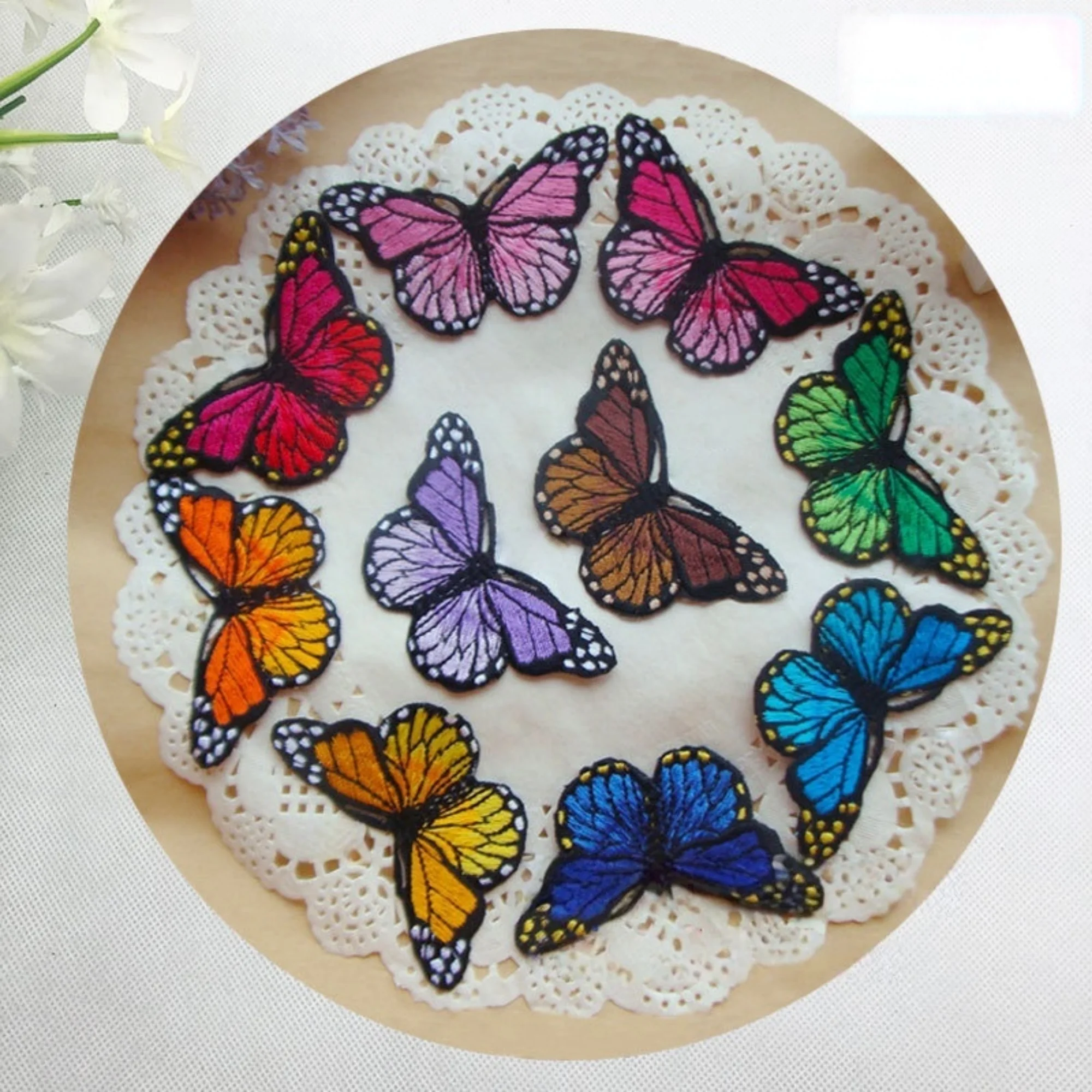 

4 pieces Embroidered Appliques,Adhesive Embroidered butterfly,IRON-ON Patches For Dress Supplies,Hair butterfly,Headpiece