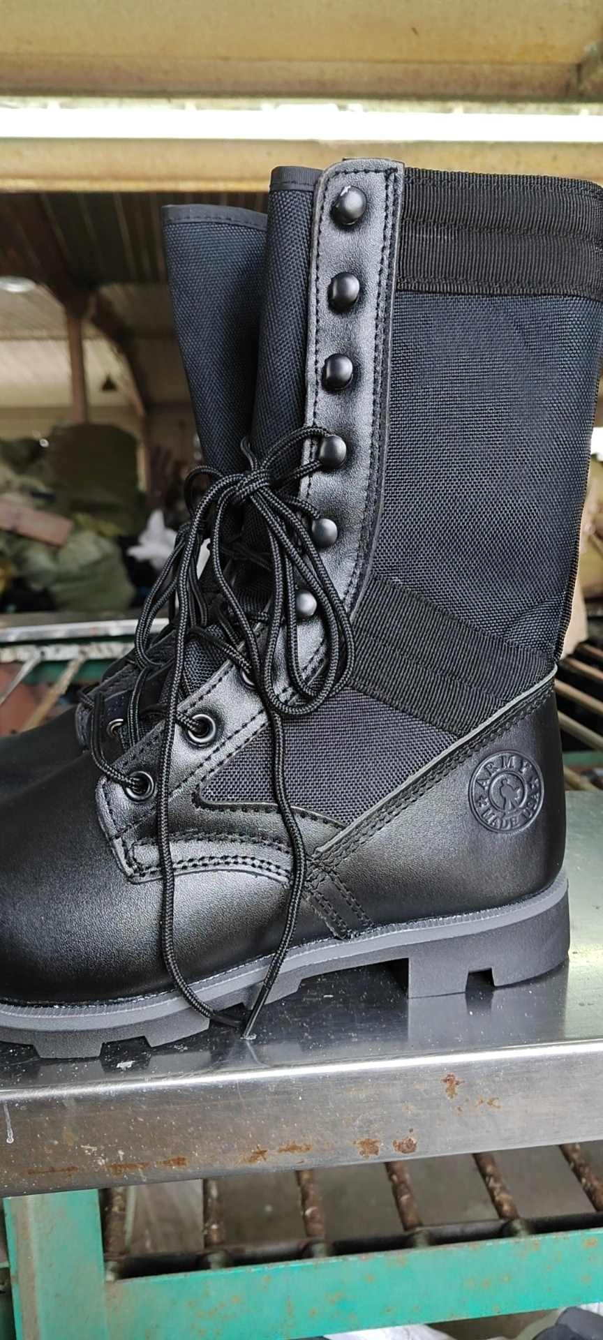 Black Full Grain Leather Army Strong Ghana Boots