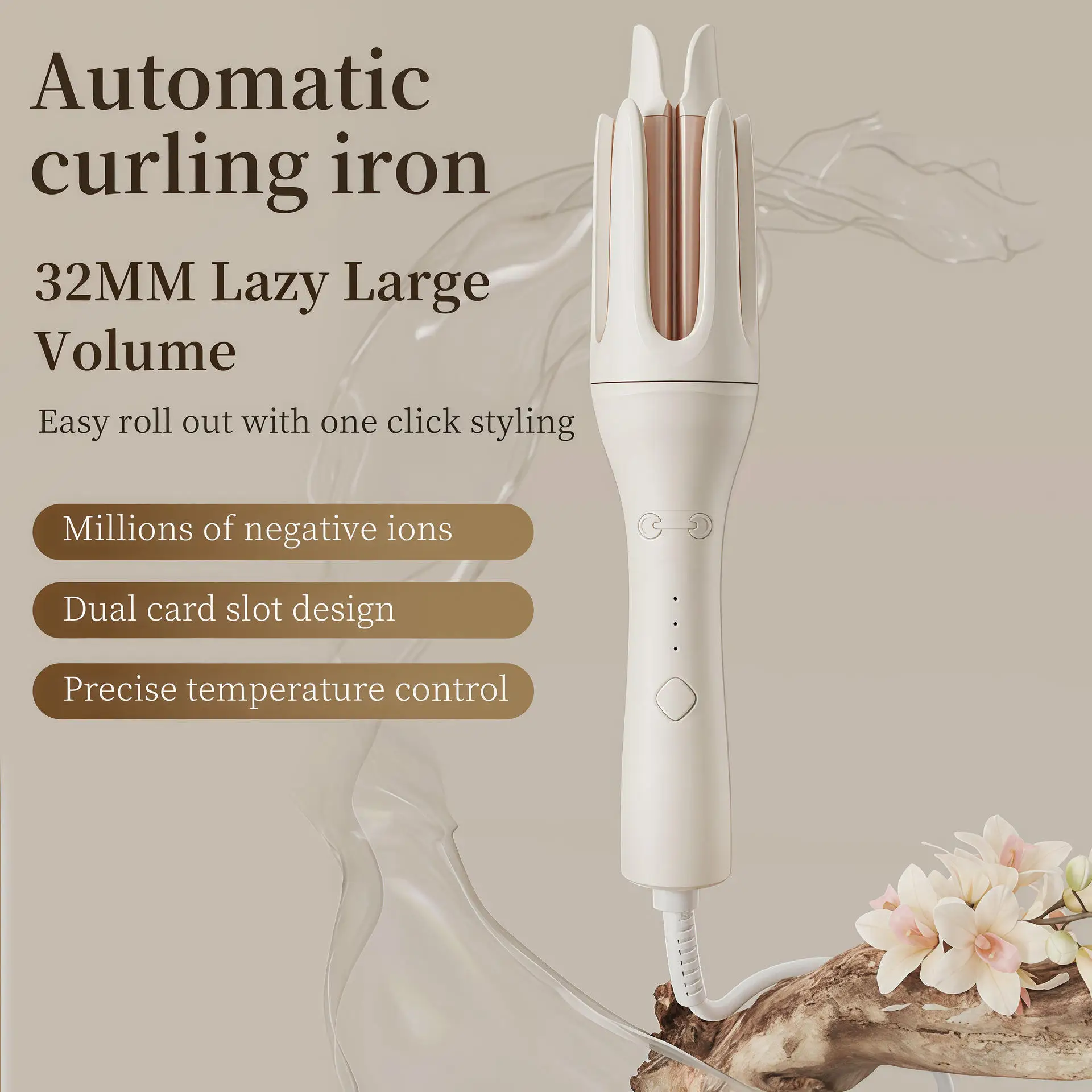 

Automatic Hair Curler with 3 Temperature Settings, Auto Shut-Off Function, Electric Curling Iron for Smooth & Frizz-Free Hairsty
