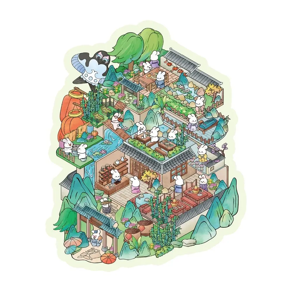 Nieuwe Cartoon Miniatuur Scène 3D Stickers DIY Driedimensionale Miniatuur Scène Boek Kawaii 3D Landschap Sticker Student Kind