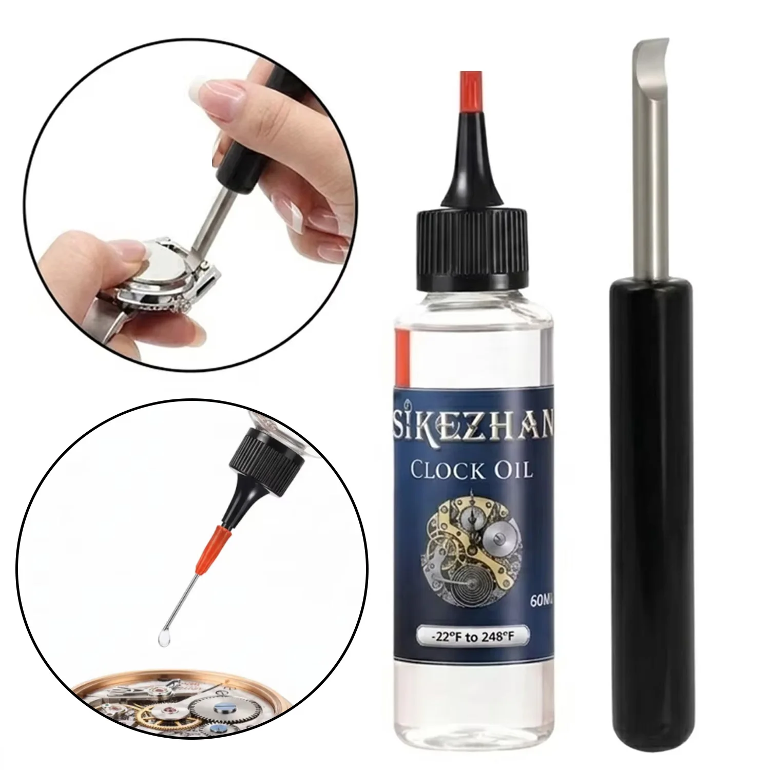Complete DIY Watch Battery Replacement Tool Kit Precision Pry Case Back Opener and Synthetic Gears Oiling Lubricant for Clocks