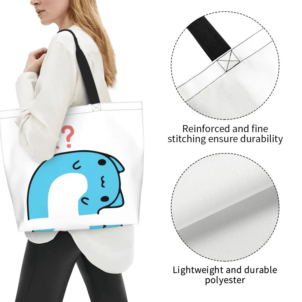 Comic Cat Bugcat Capoo Bug Cat Shopping Tote Bag Canvas Large Capacity Shoulder Bags Shopper Grocery Handbag for Women