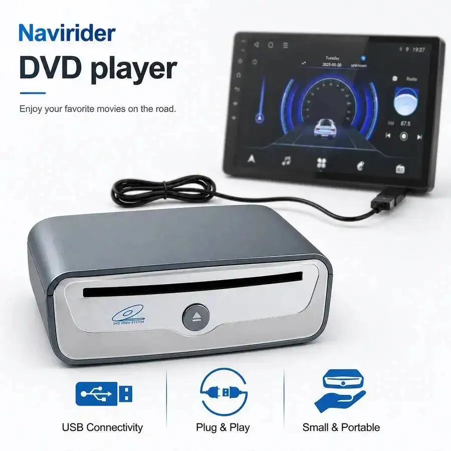 For Android Head Unit Auto Multimedia Player Plug And Play Touch Control HD Video Music Reader USB External Car DVD CD Drive Box