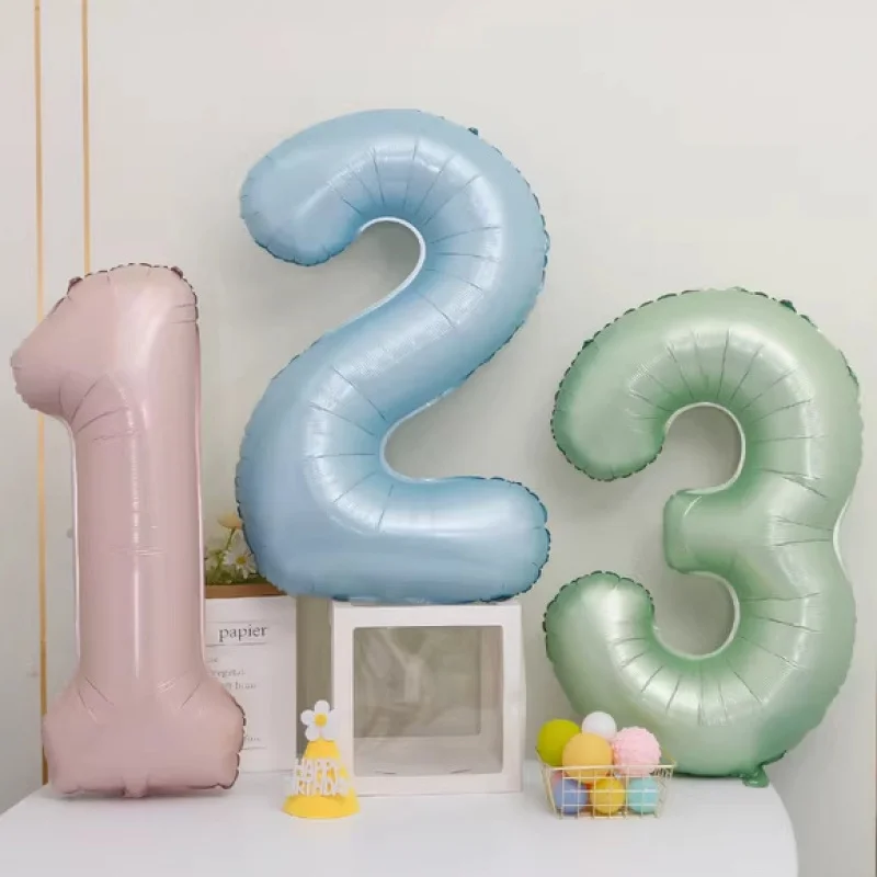 1 Pair Large 52inch Number Baby Blue Pink Foil Balloon 1 2 3 4 5 6 7 8 9 For Child Birthday And Holiday Party Decorations