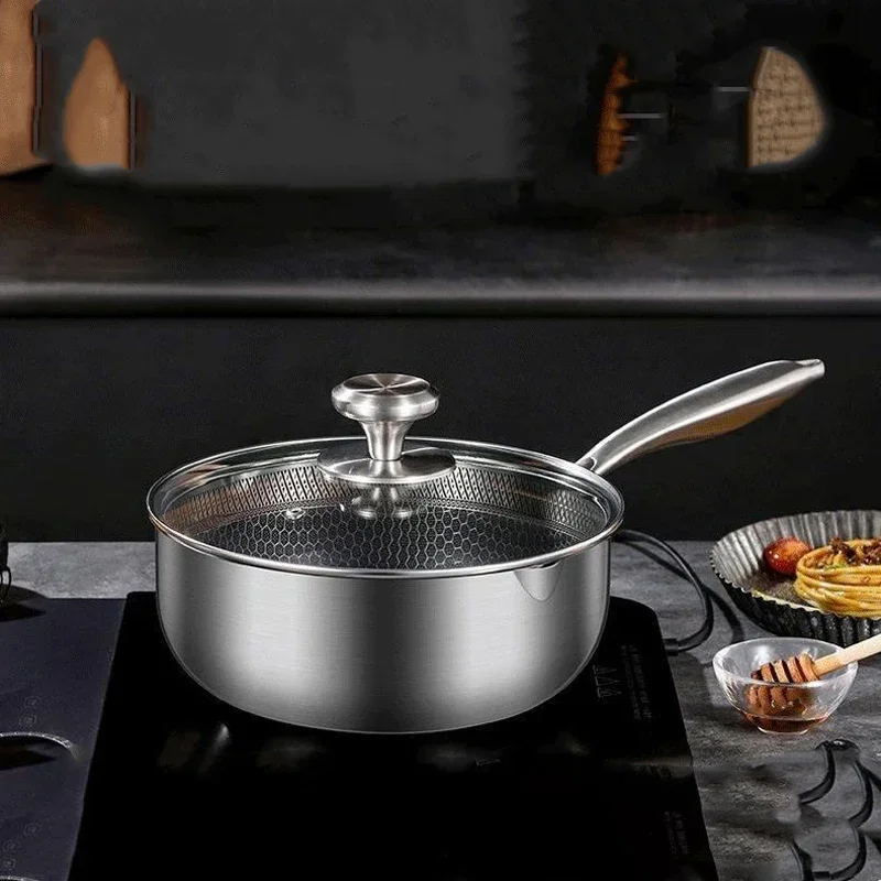 

Thickened Milk Pot 316 Stainless Steel Honeycomb Non-stick Cooking and Frying Household Multi-functional Food Pot Small Saucepan