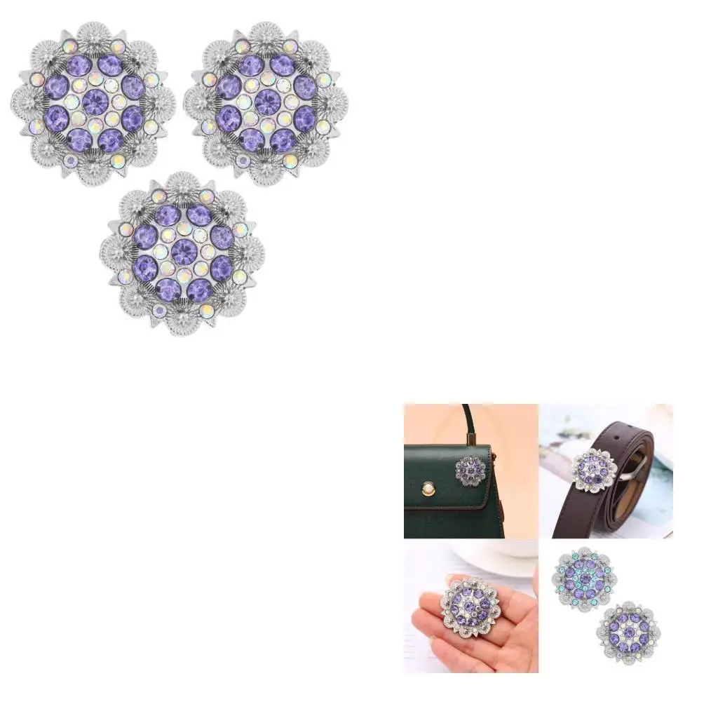 652F Pack Of 3 Unique Blue Rhinestones Belt Ornaments Aesthetic Charm for Bag Flower Ornament for Dancers Stylish Outfits
