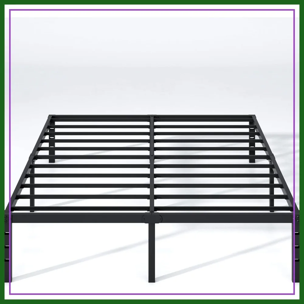 

Queen Size Metal Bed Frame with Storage, 18 Inch Heavy Duty, No Box Spring Needed, Easy Assembly, Black