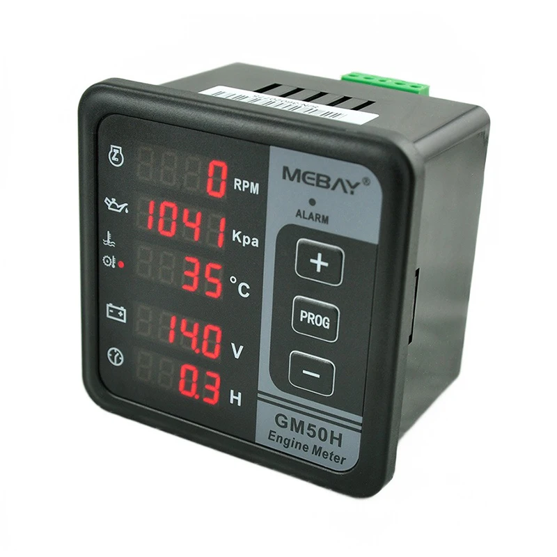 Mebay GM50H MK3 engine multi-functional digital instrument diesel generator monitor with water temperature oil pressure sensor