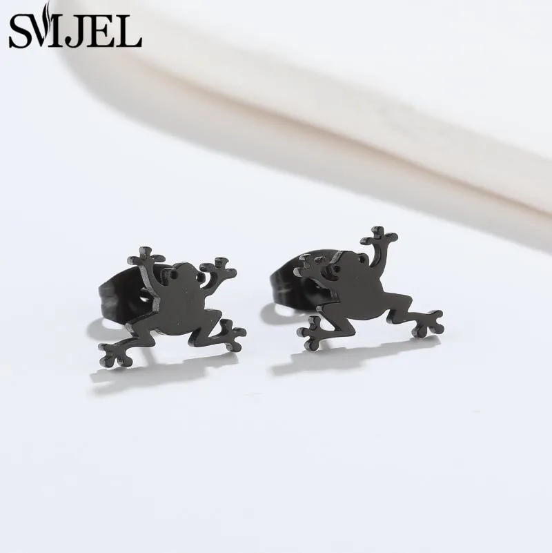 Retro Cartoon Frog Earrings for Women Girls Party Gift Gothic Animal Pirecing Stud Earring Female Stainless Steel Jewelry