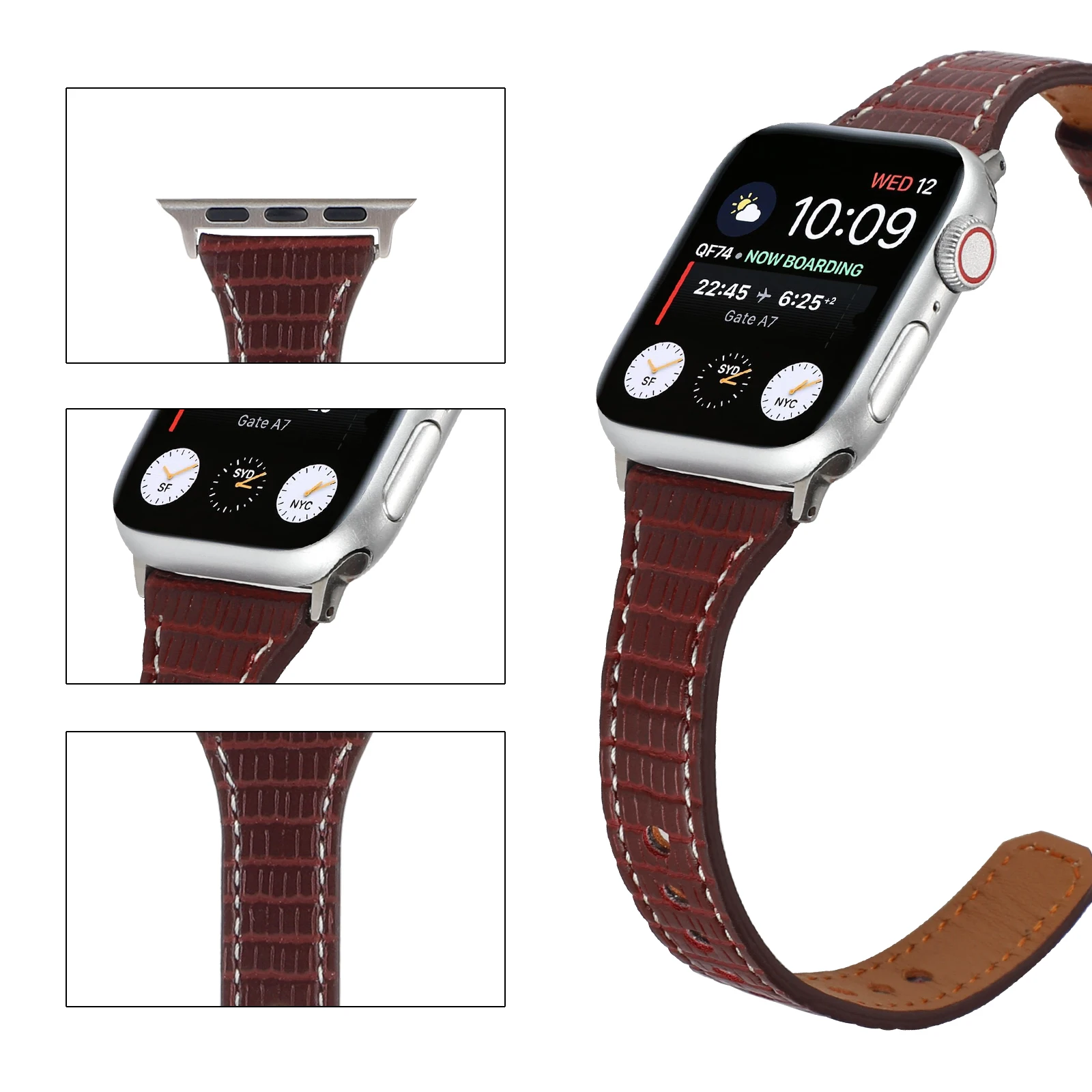 Strap fit iWatch8/7/6/5 49mm Apple Watch with Autumn/Winter Little Red Book Women's small bamboo leather