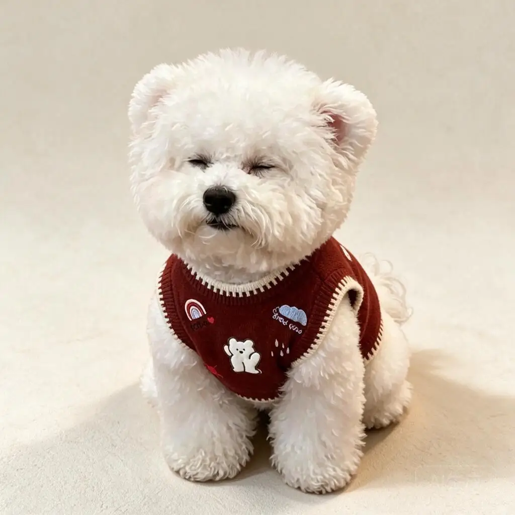 Winter Warm Knitted Pet Sweater Vest Cute Cartoon Embroidered Two Legs Clothes For Small Dogs Cats Puppy Teddy Pomeranian Bichon