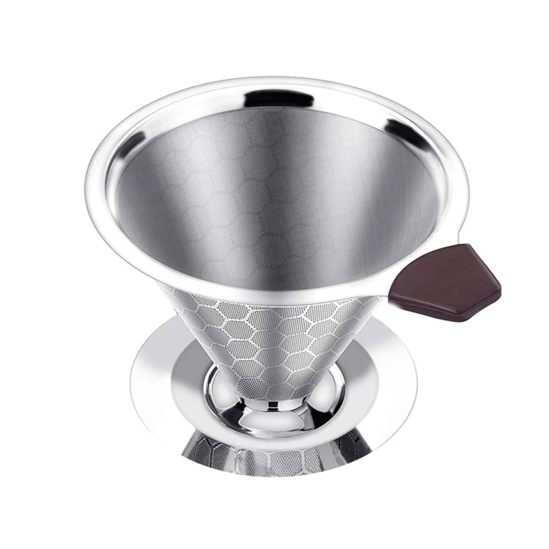CKFAM-Pour Over Coffee Filter Dripper Reusable Stainless Steel Drip Coffee Maker Cone Coffee Mesh Filters For 1-4 Cup view 5