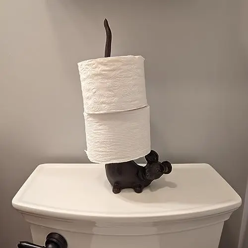 

Cast Iron Mouse Figurine Toilet Paper Holder For Bathroom And Kitchen Use, Sturdy Decorative Stand