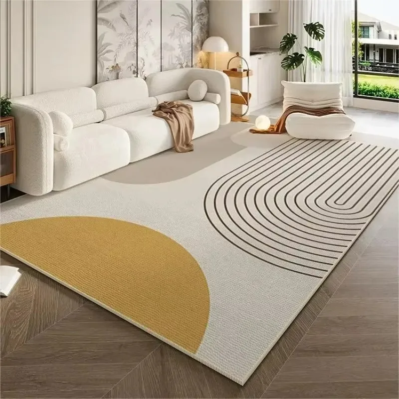 Cream Light Luxury Area Rug, Anti Slip High End Floor Mat for Sofa Coffee Table Bedroom Bedside