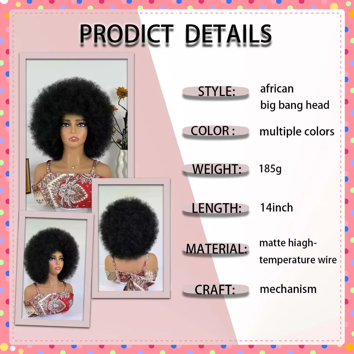 Synthetic Afro Kinky Curly Wig for Women, 70s Inspired Voluminous Puff, Blonde Black Costume Cosplay Wigs, Halloween Party