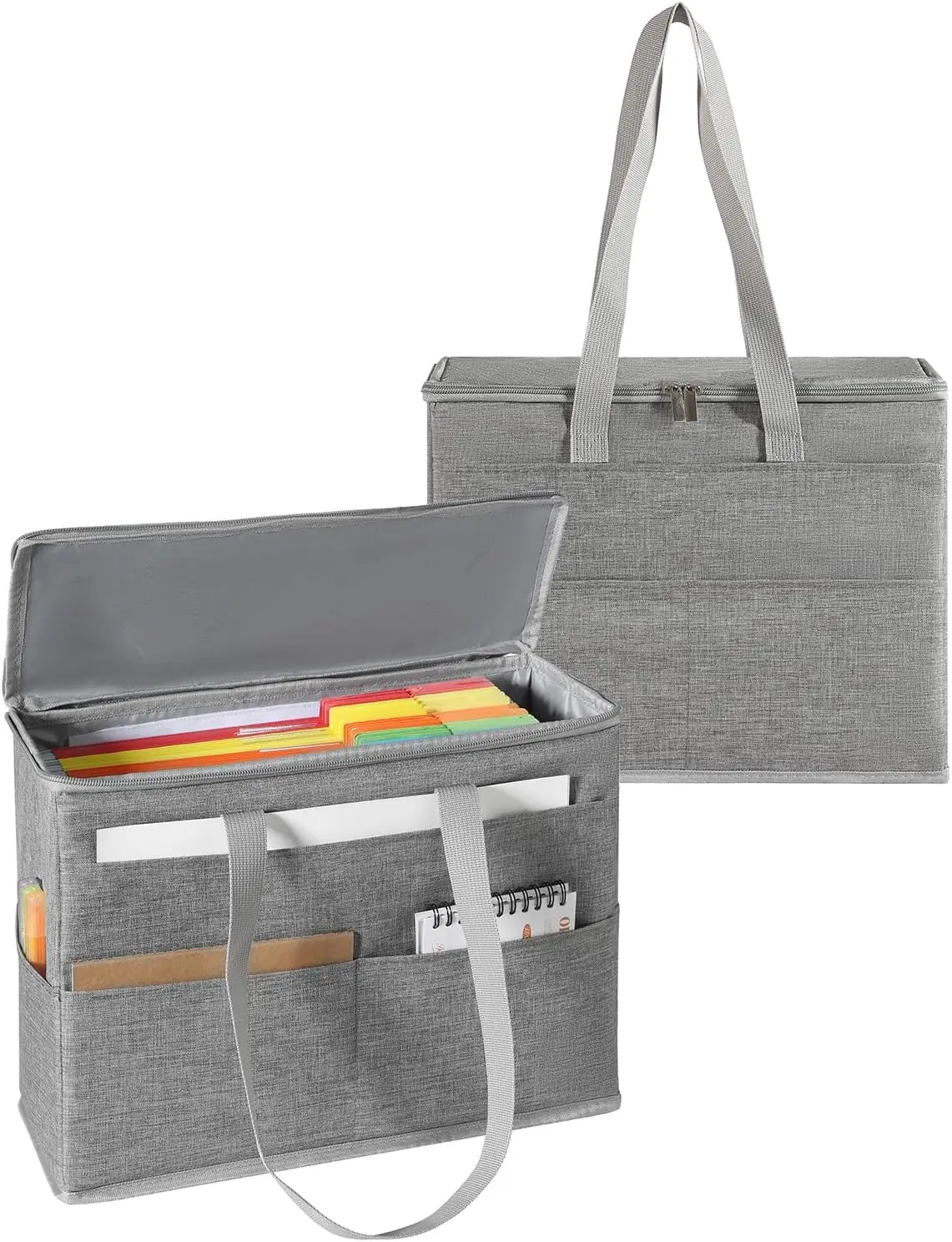 

2 Pack Collapsible File Organizer Box with Lids and Handle, Portable Document Storage for Office, Home, Travel