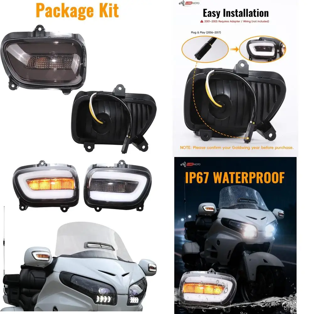 

Smoked Lens Motorcycle Rearview Mirror with Turn Signals & DRL for Honda Goldwing GL1800 2001-2017