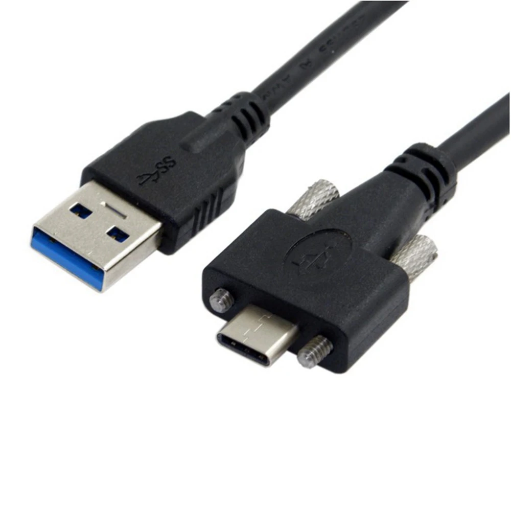 

1M USB 3.0 A Male to USB 3.1 Type C USB-C Type-C with Dual Screws Locking Male Data Cable Standard USB3.0 Panel Mount Type