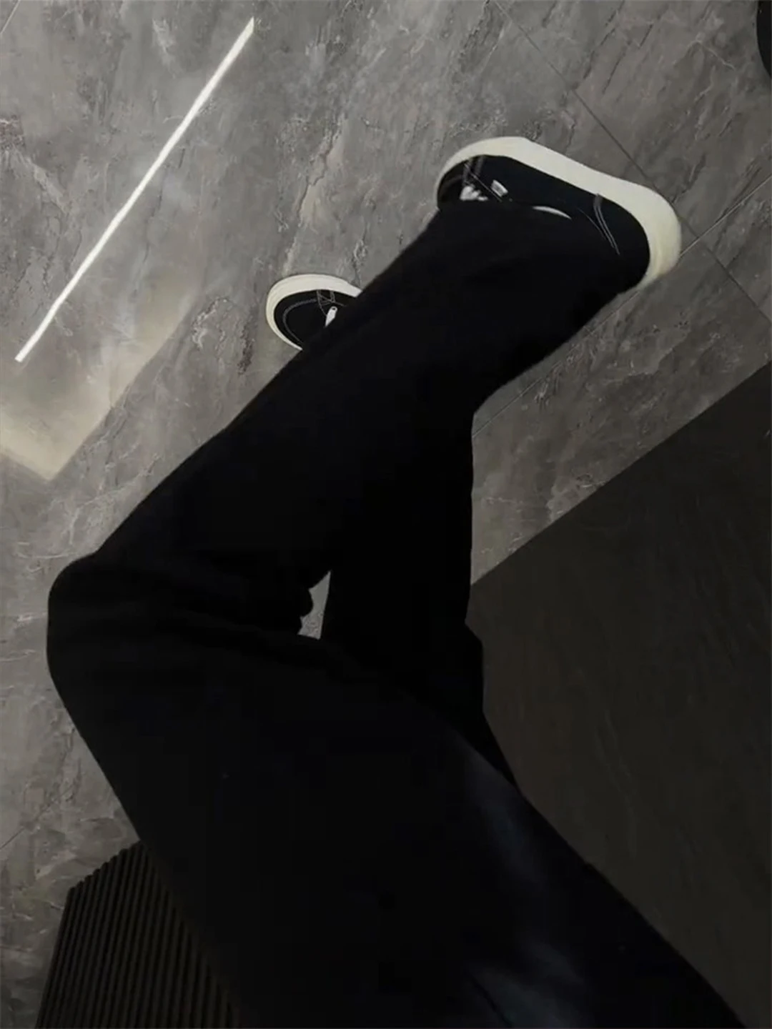 

Cleanfit Black Men's Flared Jeans High Street Style Straight Leg Slimming Knife Cotton Polyester Blend Spring Wear