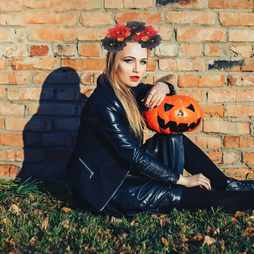 

Simulated Rose Floral Headband Women Fashion Hair Accessories Lightweight Halloween Headdress Party Photo Prop Mexican Floral