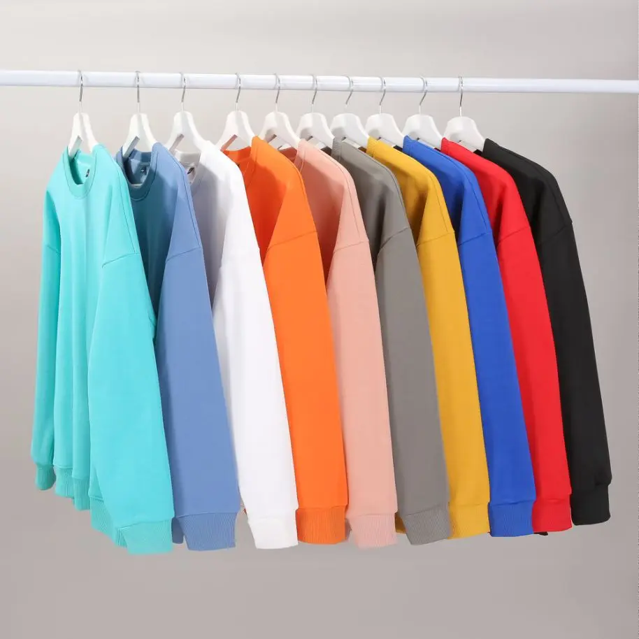 350g Man Long Sleeve Fleece Sweatshirts Loose Fit Sweaters No Hood Soft Men's Casual Streetwear Clothing Solid Plus Size Top