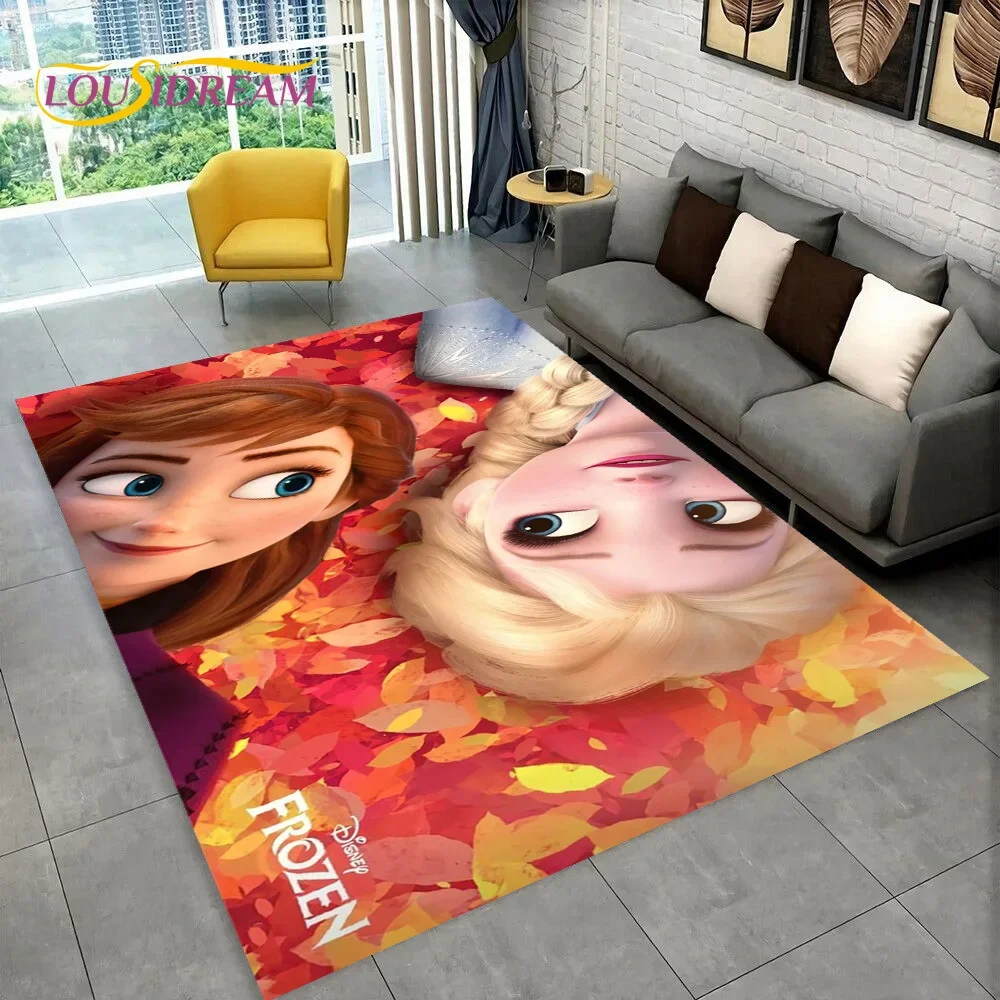 Disney Frozen Elsa Princess Snow Queen Cartoon Carpet Rug for Home Living Room Bedroom Sofa Doormat Decor,Kid Non-slip Floor Mat