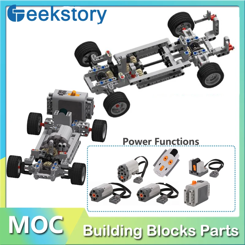 4WD Rear Drive/Front Drive Technological Building Blocks DIY Cars Parts Mechanical MOC Bricks Assembled Model Toys Gift