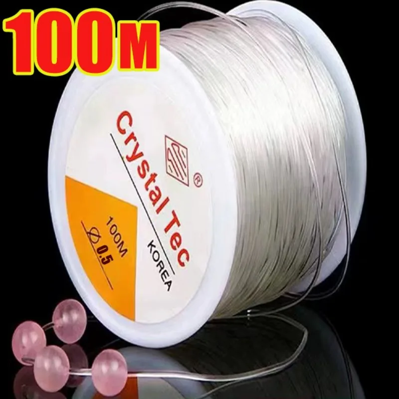 

100M/Roll Crystal Thread Cords White Strong Stretchy Transparent Beading String DIY Fishing Lines Fashion Jewelry Accessories