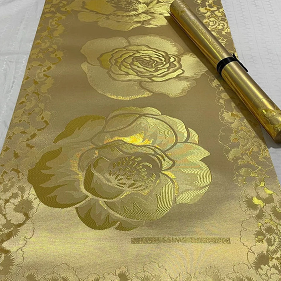 

Gold African Headwrap- 2PC Hayes Style Gele & Ipele, Traditional Nigerian Sego Headtie Fabric for Women's Formal Occasion TX-4-8