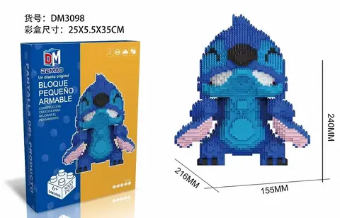 Disney Stitch-serien diamantbyggande mikroblock gitarr Lilo & Stitch-figur söt 3D-modell miniklossar för heminredning 10 best sales Lego Stitch - №3