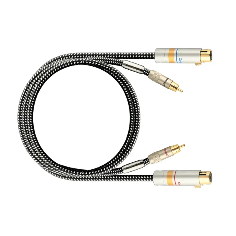 Pair RCA To XLR Male & Female Cable OFC Copper HiFi Audio Interconnect Line Aluminum Alloy Plug