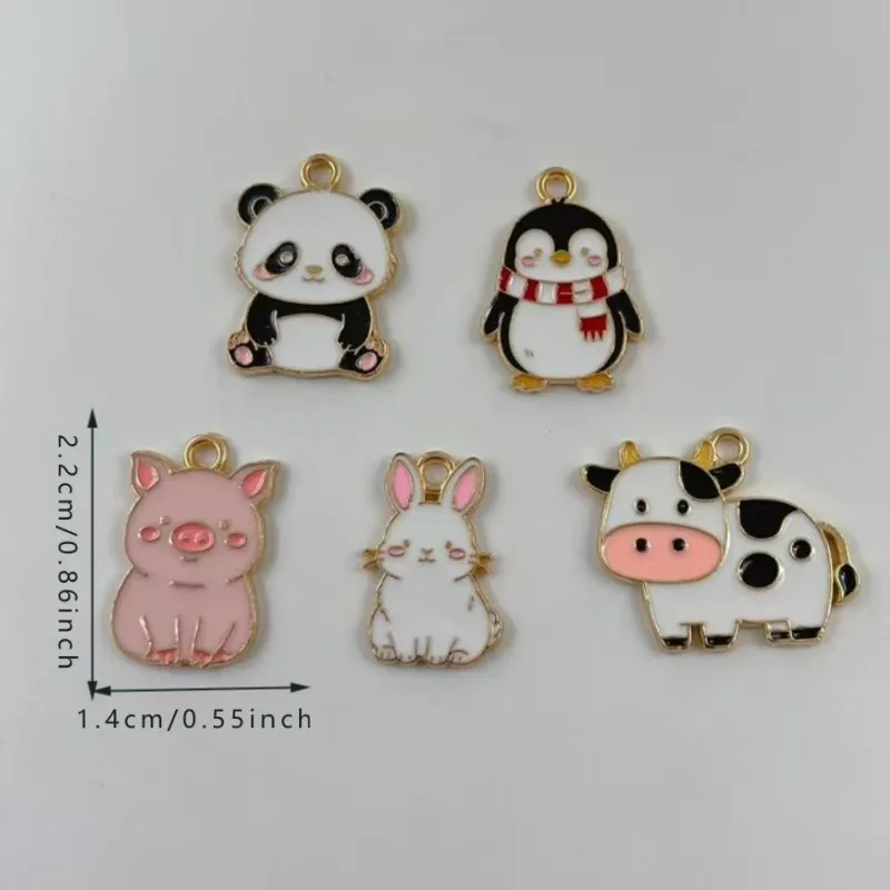 10pcs Cartoon Penguin Panda DIY Korean Edition Keychain Pendant Necklace Pendant Alloy Drip Oil Jewelry Accessories view 6