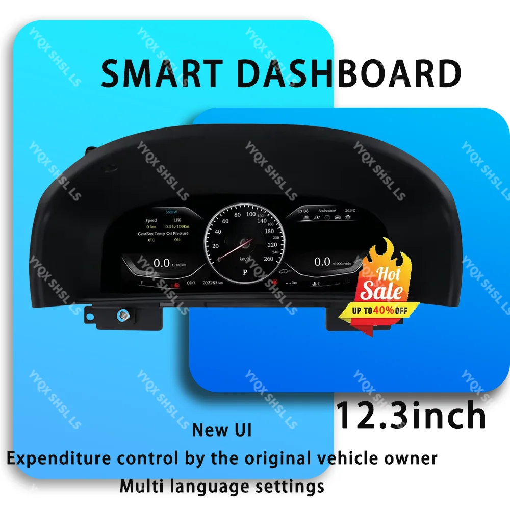 

12.3''Car Digital Dashboard LCD Instrument Panel Speedometer For TOYOA Land Cruiser LC100 Lx470 1998-2007 Car Cluster