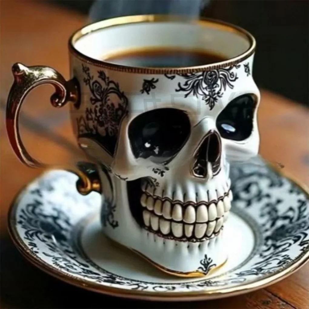 Stylish Resin Skull Coffee Mug Bonehead Design Gothic Skull Crusher Coffee Skeleton Head Mugs Collector