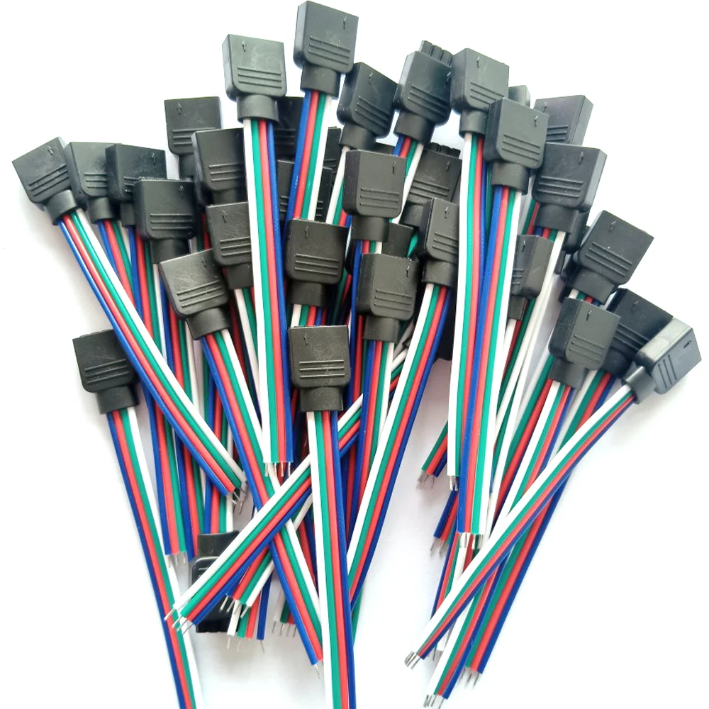 4pin 10Cm LED RGB Strip Lampu Konektor Laki-laki Perempuan Steker Soket Menghubungkan Kabel Kawat untuk 5050 RGB RGBW Lampu Strip Led