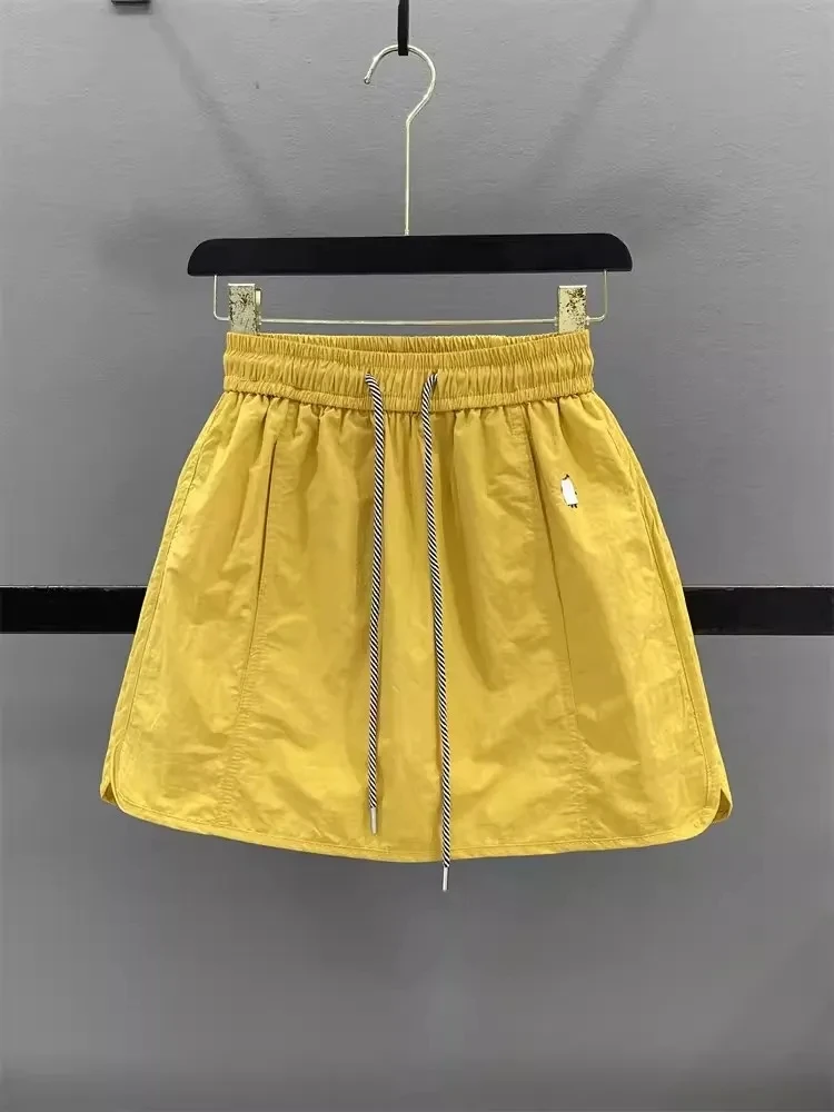 

Plus Size White Workwear Skirt Women's Summer Thin Elastic High Waist Slim A-Line Casual Sports ort Skirt Anti-Aging