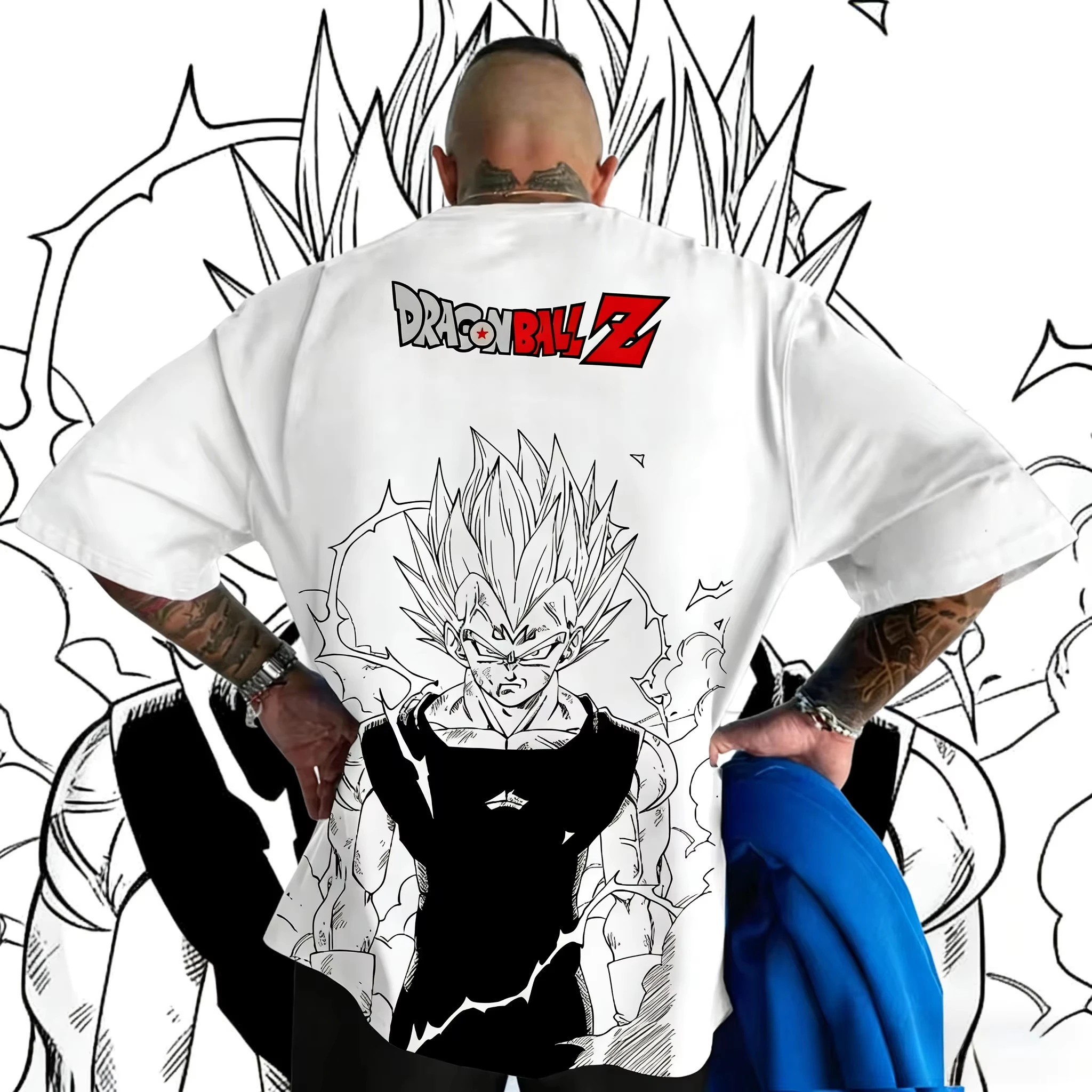 

Летняя футболка 2026 года в стиле ретро Dragon Ball, высококачественная хлопковая футболка с принтом Vegetto Line Art, оверсайз, унисекс для мужчин, женщин и детей