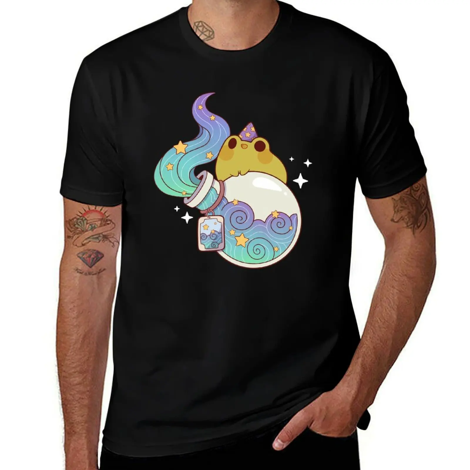 

Dreamy water potion with wizard frog T-Shirt Man t-shirt Blouse Anime t-shirt mens cotton t shirts