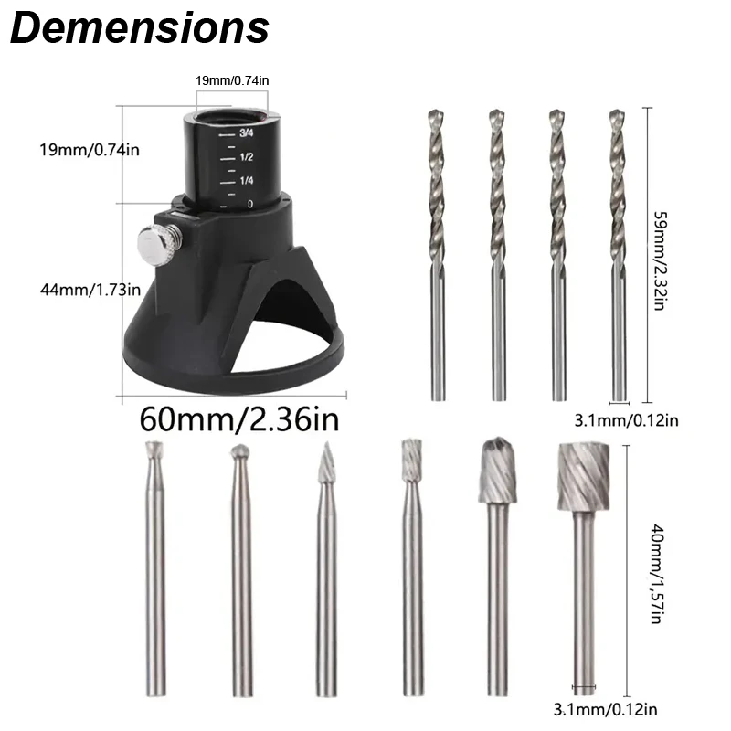 Rotary Router Fräser Führungsaufsatz Spiralbohrer Holzschnitzerei Werkzeugsatz Spezielles Locator Holzwerkzeug für Dremel