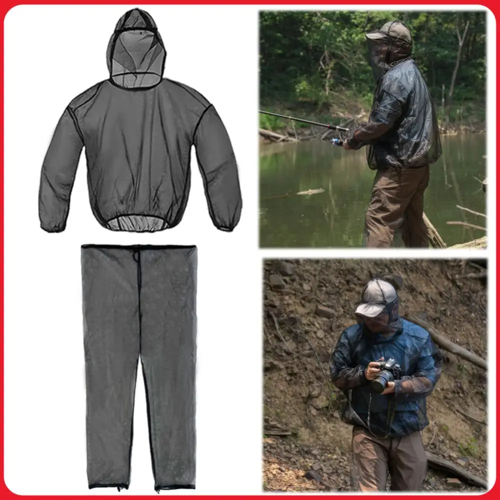 

Unisex Fishing Camping Jacket Lightweight Mesh Hooded Mosquito-Proof Suit Insect-Proof Clothing Set for Fishing Camping Hiking
