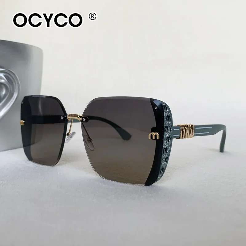 

OCYCO New Fashion Cool Square Sunglasses Women Luxury Brand Anti Strong Light Vintage Rimless Sun Glasses