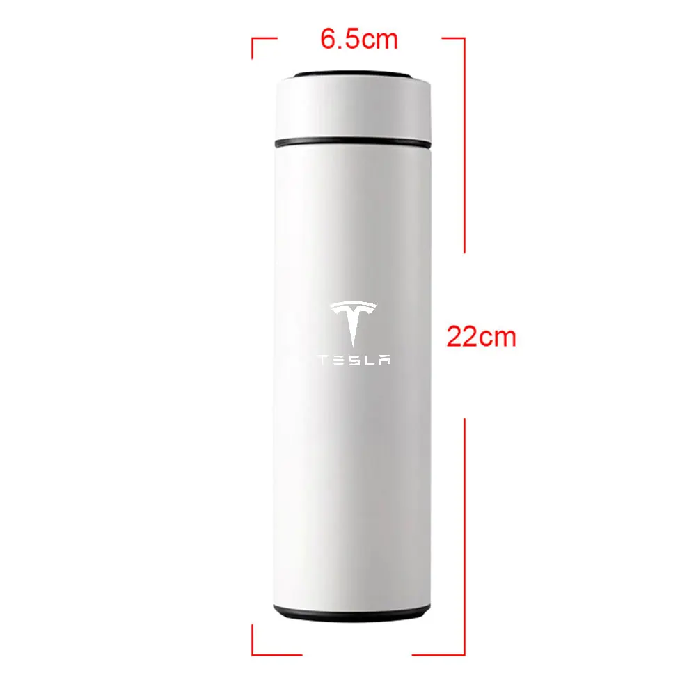 1pcs Portable Thermos Bottle Intelligent Stainless Steel Temperature Thermos Cup For Tesla Model 3 Y S 2021 Roadster Cybertruck