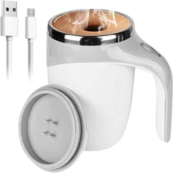 Taza mezcladora eléctrica de 380ML con carga USB, taza agitadora de acero inoxidable, giratoria magnética, automática, para café y té Perezoso