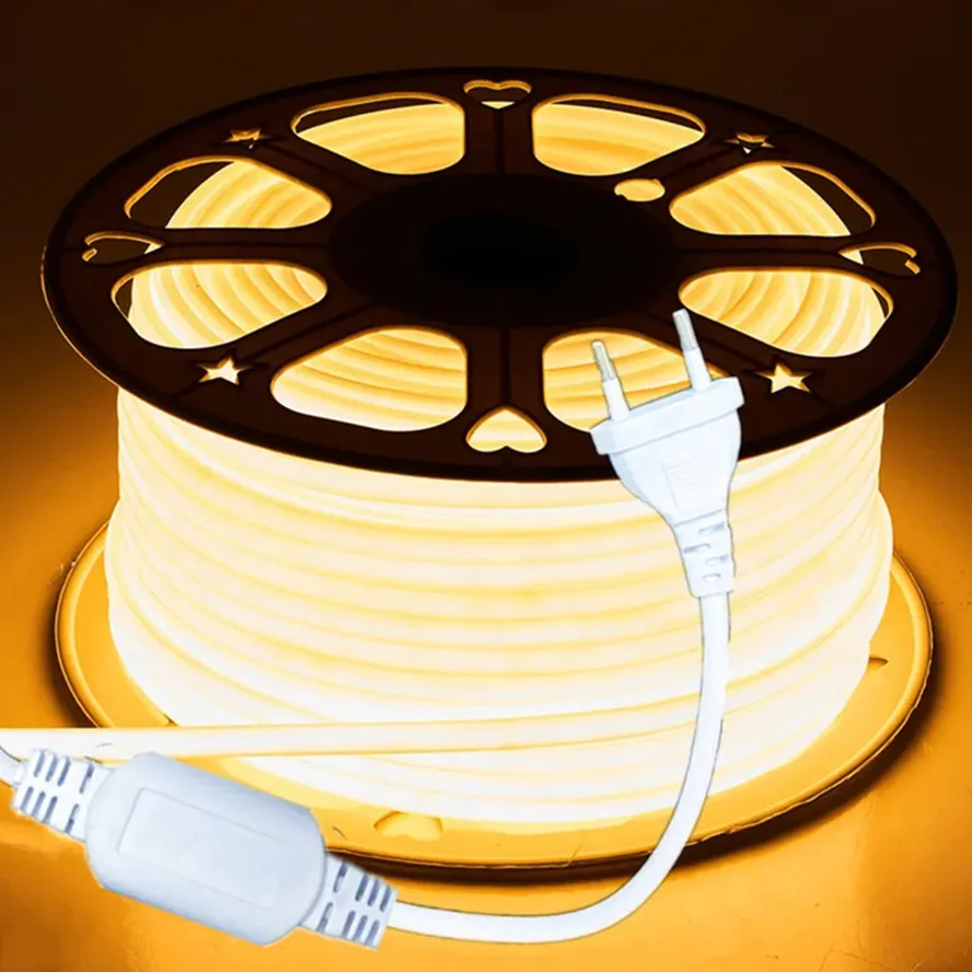 

220V LED COB Strip Light IP65 288leds/M EU Plug RA90 warm white 3000K 4500K 6500K Flexible LED Tape For Bedroom Kitchen Waterpr