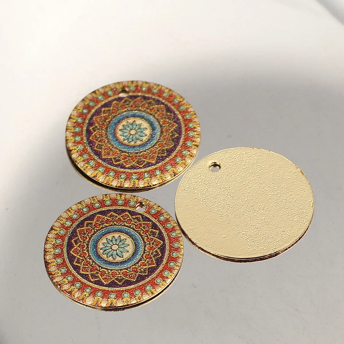 20mm Multicolor Copper Enamel Painting Charms Round Sparkledust Metal Pendants DIY Making Necklace Earrings Women Jewelry,10PCs