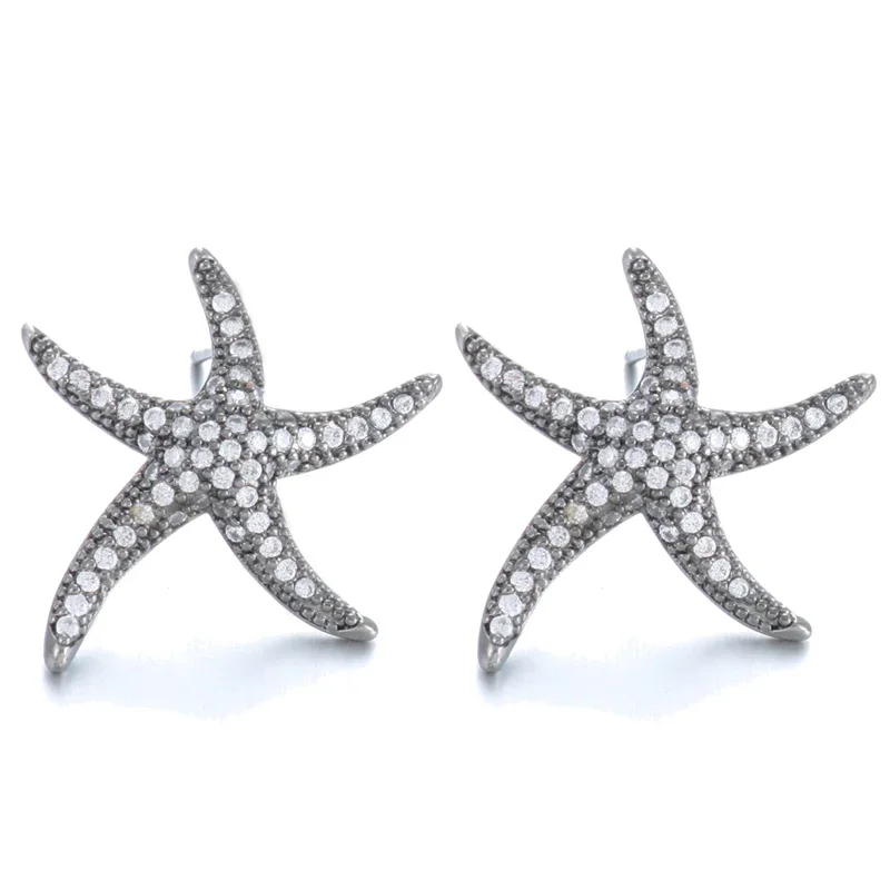 LXOEN-pendientes grandes de estrella de mar para mujer, aretes de circonita cúbica AAA +, regalo de joyería